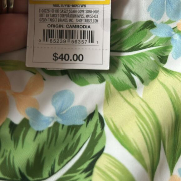 Shade & Shore Bandeau Tie-Front Cutout One Piece Tropical Print Size Small NWT - Picture 5 of 6